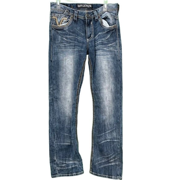 Jeans Droit Affliction Black Premium Pour Homme - Taille 34, Longueur Entrejambe 28 Pouces - Occasion Très Bon état
